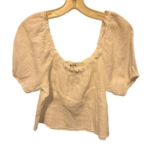 Three Dots Cotton Gauze White Top nwt